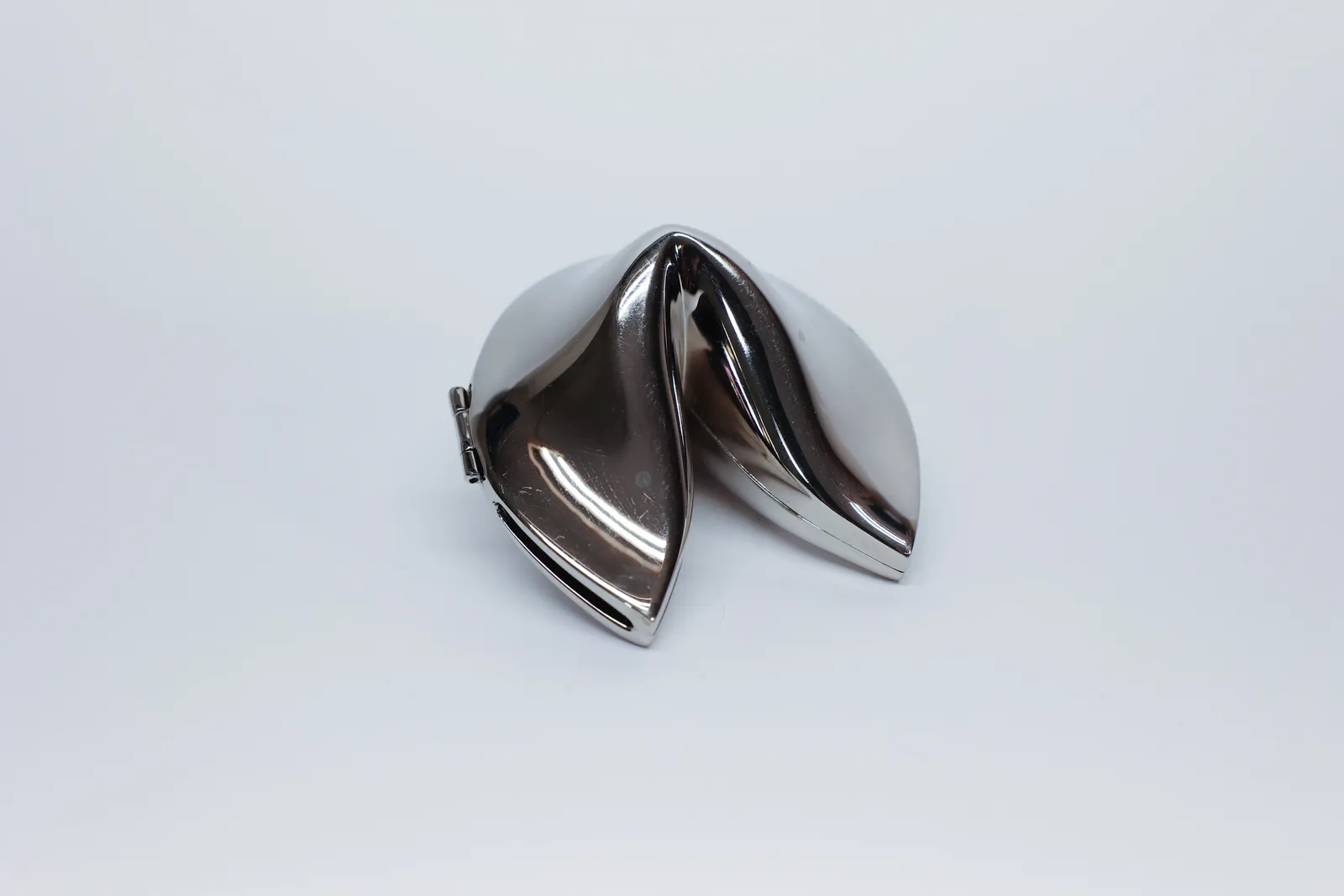 Silver Tone Fortune Cookie Trinket Box