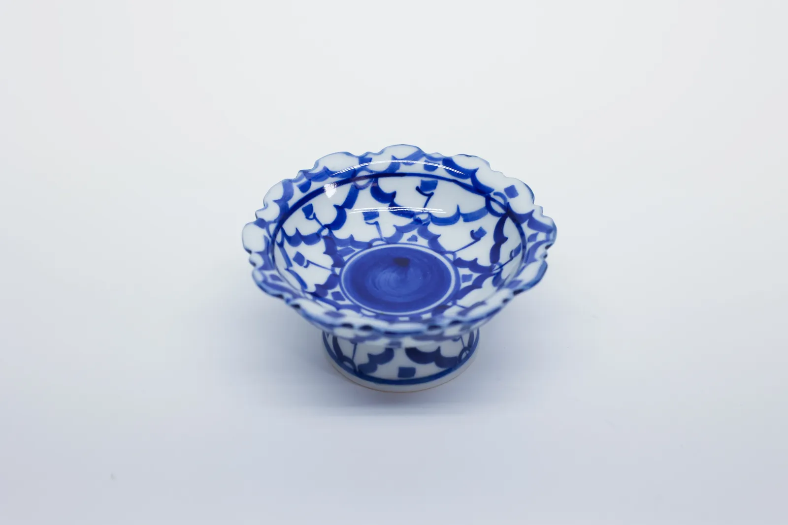 Thai Blue & White Porcelain Footed Salt