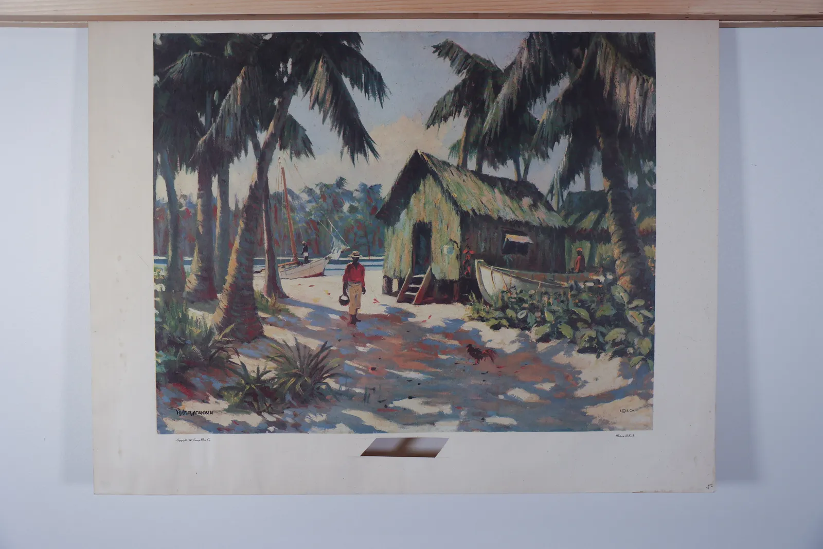 Hjalmar Amundsen Tropical Village Print, 1947