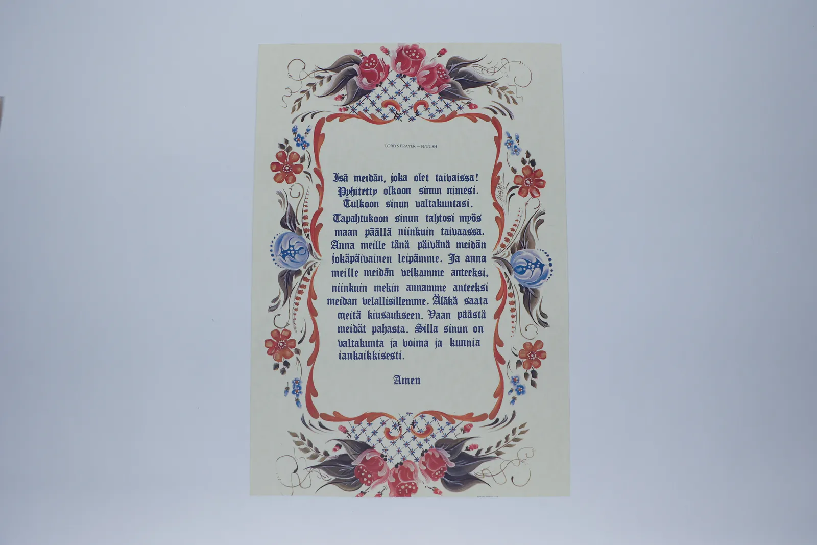 Finnish Lord's Prayer Rosemaling Print, Unframed