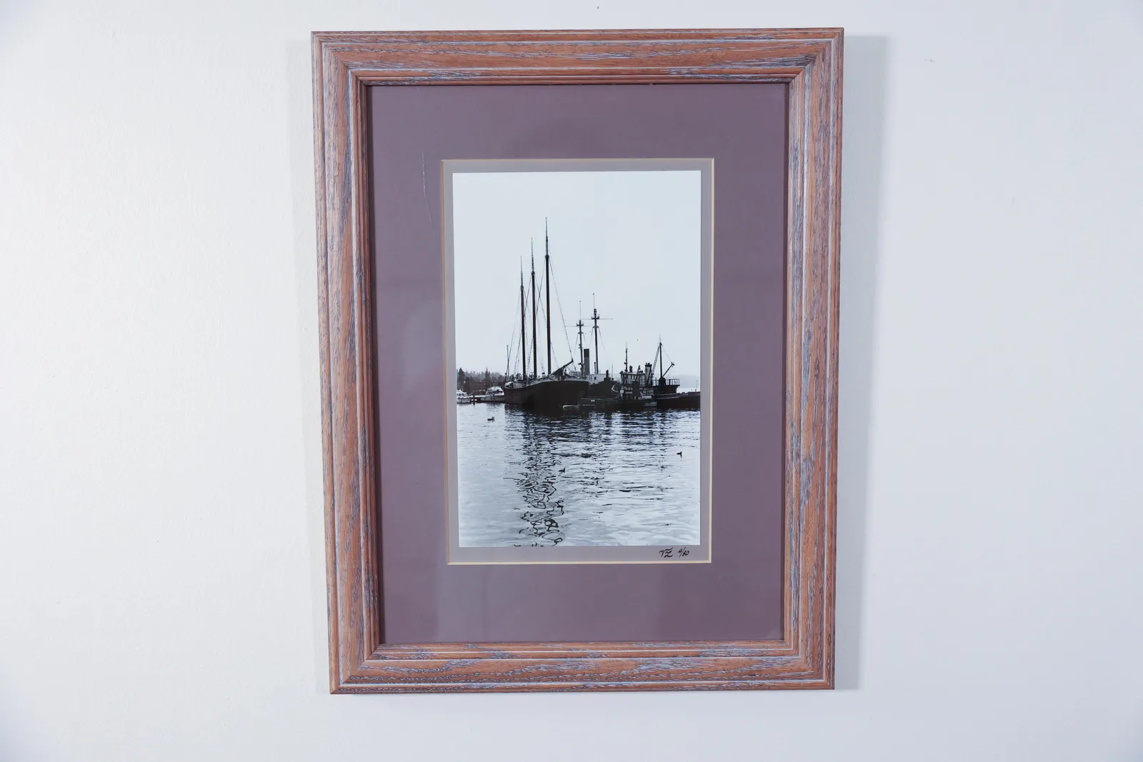 Black & White Harbor Photograph, Signed 4/80