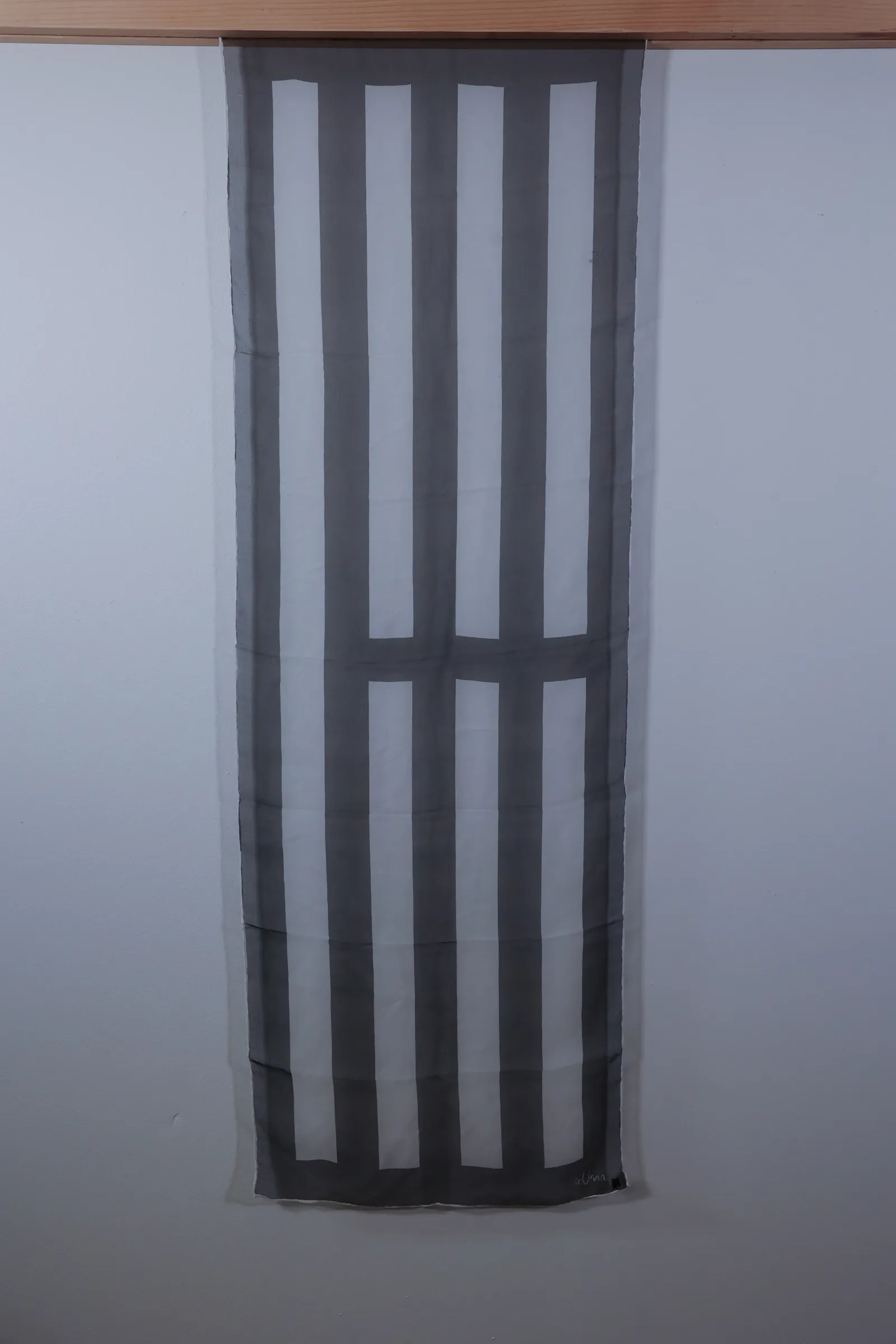 Vera Verasheer Silk-Rayon Scarf, Grey Bar Stripe