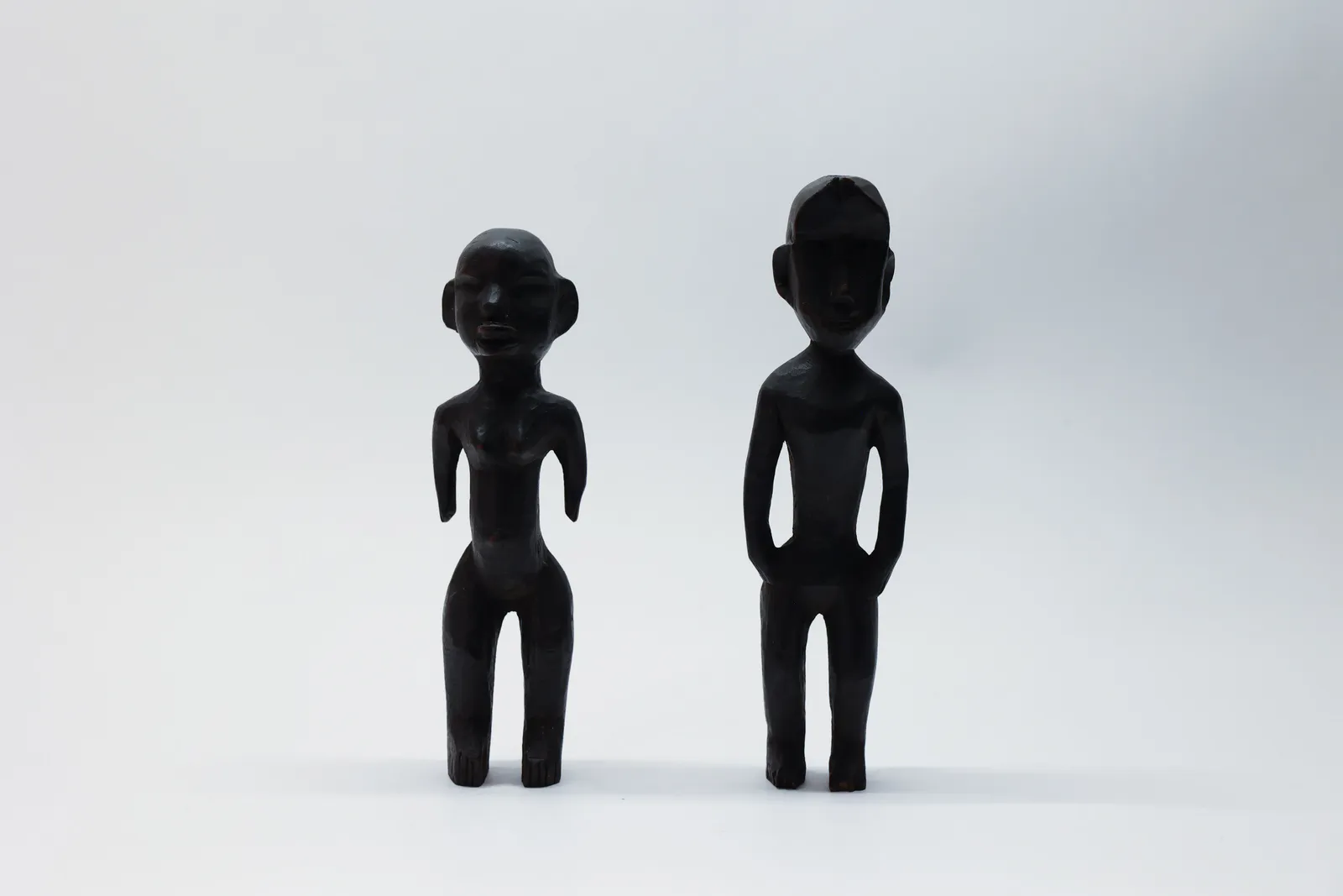 African Carved Wood Figures Pair Burkina Faso